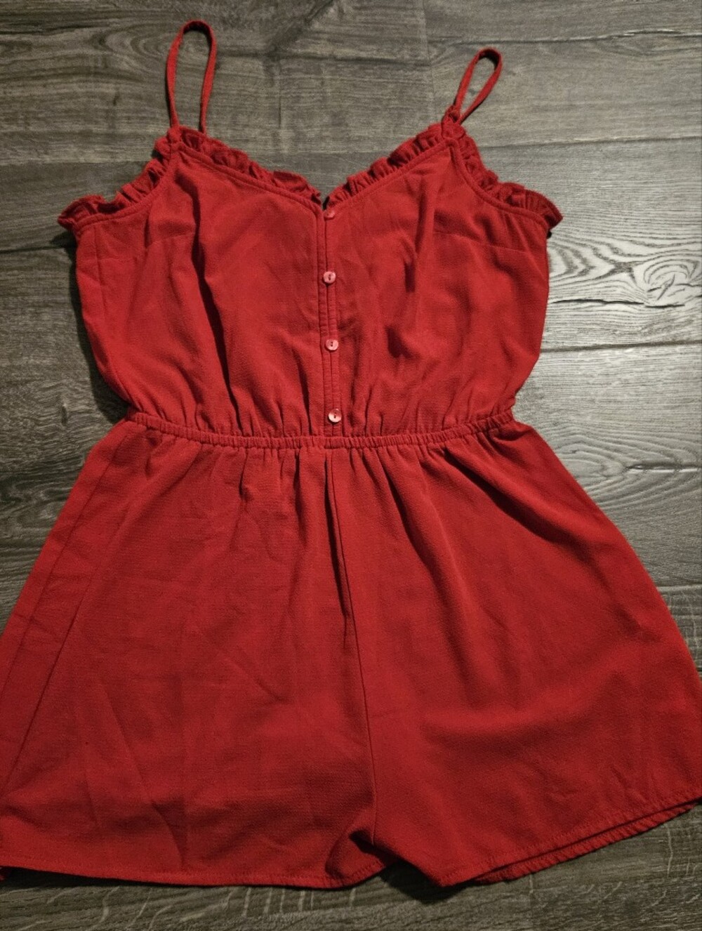 H&M Red Sleeveless Button-Front Romper